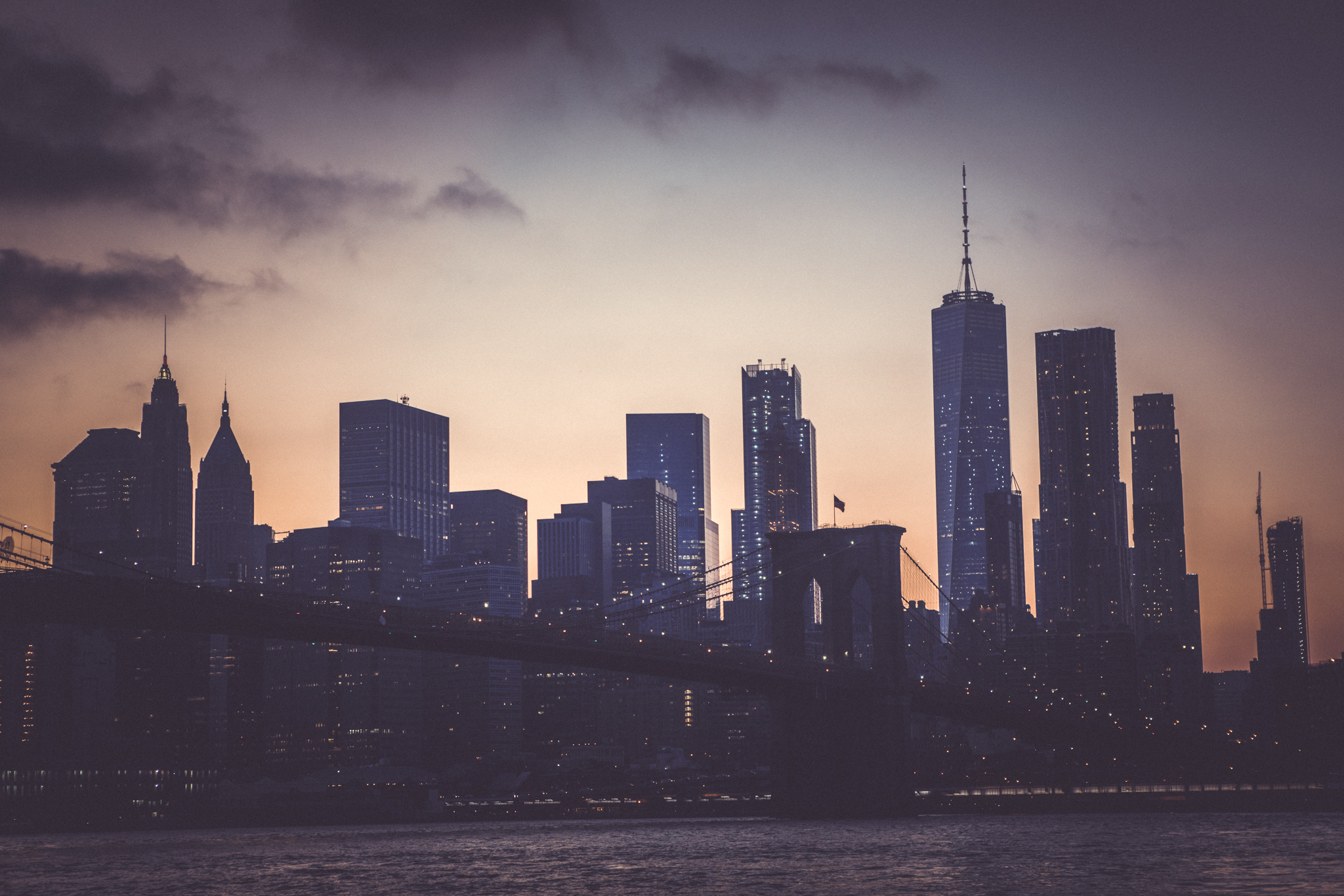 New York Sunset Skyline Brooklyn Manhattan